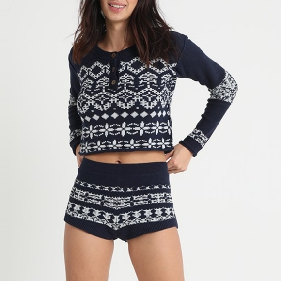 🍒NWT🍒 FREE PEOPLE FAIRISLE CHILL GOALS KNIT SET - Picture 7 of 7